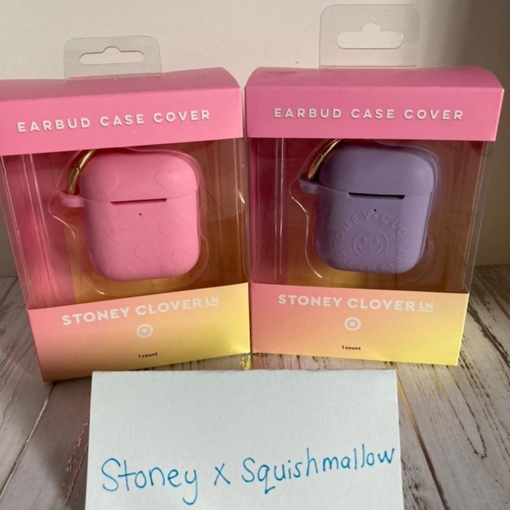 Stoney Clover Lane X Target ear bud case, Airpod case. Purple and Pink Set